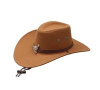 Edhomenn Chapeau de cowboy pour femme avec bordure en plumes duveteuses - Accessoire de fête (09 kaki, taille unique)