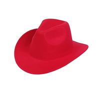 Edhomenn Chapeau de cowboy texan pour femme, chapeau de cowgirl moelleux avec bordure en plumes - Accessoire de fête (06 rouge, taille unique)
