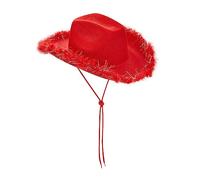 Edhomenn Chapeau de Cowgirl en Feutre pour Femme avec Bordure en Plumes - Accessoire de fête, Cosplay, déguisement