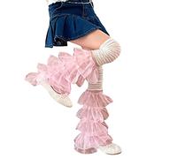 Edhomenn Chaussettes longues en tricot Lolita pour femme - Jambières en tricot Harajuku - Chaussettes japonaises Kawaii Y2k - Couvre-jambes élastiques - Chaussettes décontractées, 19 rose., taille