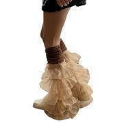 Edhomenn Chaussettes longues en tricot Lolita pour femme - Jambières en tricot Harajuku - Chaussettes japonaises Kawaii Y2k - Couvre-jambes élastiques - Chaussettes décontractées, 19 Café, taille