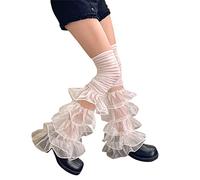 Edhomenn Chaussettes longues en tricot Lolita pour femme - Jambières en tricot Harajuku - Chaussettes japonaises Kawaii Y2k - Couvre-jambes élastiques - Chaussettes décontractées, Blanc 18, taille