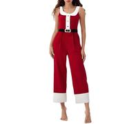 Edhomenn Combinaison de Père Noël sans manches en velours pour femmes - Costume de Mère Noël - Salopette une pièce pour les vacances et le costumade (01 rouge, taille XL)