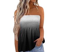 Edhomenn Débardeur bandeau plissé sans bretelles pour femme, A-noir dégradé, L