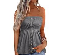 Edhomenn Débardeur bandeau plissé sans bretelles pour femme, B-gris clair., L