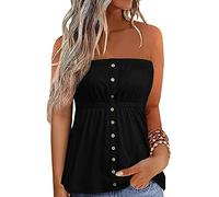Edhomenn Débardeur bandeau plissé sans bretelles pour femme, b-noir, XL