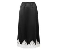 Edhomenn Jupe mi-longue en satin pour femme - Couleur unie - Taille élastique - Doublure intérieure - Jupe midi Y2k - Jupon sous robes, 17 noir., S