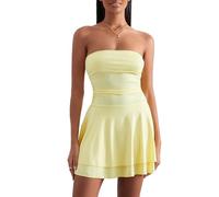 Edhomenn Mini robe bustier pour femme - Couleur unie - Style années 2000 - Style streetwear, Jaune 06, S