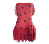 Edhomenn Tenue d'Halloween sans manches pour femmes - Robe de coccinelle à rayures et à pois - Robe de costumade avec ailes créoles pour cheveux (rouge, L)