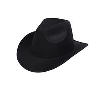 Edhomenn Texan Chapeau de cowboy pour femme, chapeau de cowgirl pelucheux avec bordure en plumes - Accessoire de fête (07 noir, taille unique)