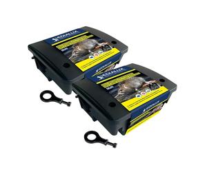 Edialux Ensemble de 2 boîtes d’appât pour Rats avec Double Verrouillage, Station d’appât sécurisée pour la Lutte Contre Les rongeurs, Utilisation intérieur & extérieur, avec clé, Plateau et Tige pour