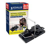 Edialux Piège à Rats et Souris Snap Pack avantageux - 2+1 Gratuit tapettes réutilisables en Plastique Robuste et métal galvanisé contrôle Efficace sans Poison pour rongeurs Longue durée et Facile à