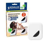 Edialux Répulsif Contre Souris et Rats à ultrasons, Anti-Rats, Dispositif intérieur Plug-and-Play, sans Danger pour Les Animaux, Protection jusqu'à 90 m² par Appareil, 3-Pack