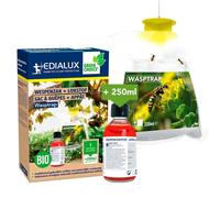 Edialux Sac à guêpes et frelons prêt à l'emploi avec 250ml d'attractif naturel, piège anti guêpe écologique et non toxique
