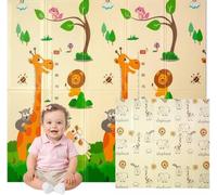 Edibaby, Tapis Eveil Bebe, 180 x 150 cm, Épaisseur 1 cm, Design Enfant, Tapis de Jeu Rembourré en XPE, Réversible et Pliable, Tapis Activités pour Chambre (Jungle | 180x150 | 1cm)