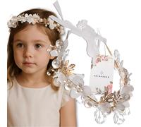 EDIBAZZAR | Bandeau blanc pour enfants Or Tiara Couronne Zirconia Perles