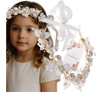 EDIBAZZAR | Bandeau enfant or Tiara perle blanche couronne avec perles