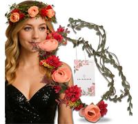 EDIBAZZAR | Couronne Bandeau Fleurs de cheveux Roses Rouge Style Boho