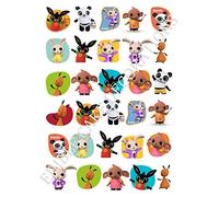 Ediblecakedecorations Lot de 30 décorations en papier comestible pour cupcakes et gâteaux Motif lapin Bing Noir, Jaune, Rouge, Bleu - Anniversaire