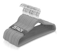 Ediesi, Cintres en Velours, Antidérapants, Durables, Crochet à 360º, Peu encombrants pour Chemises, Vestes et Robes, Porte-Accessoires (35 pièces, Gris sans Porte Cravate)