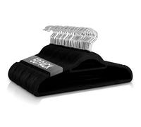 Ediesi, Cintres en Velours, Antidérapants, Durables, Crochet à 360º, Peu encombrants pour Chemises, Vestes et Robes, Porte-Accessoires (50 pièces, Noir avec Porte Cravate)