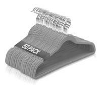 Ediesi, Cintres en Velours, Antidérapants, Durables, Crochet à 360º, Peu encombrants pour Chemises, Vestes et Robes, Porte-Accessoires (50 unités, Gris sans Porte Cravate)