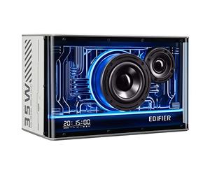 Edifier QD35 Système de Haut-parleurs Bluetooth Compact avec Effets Lumineux RGB, Bluetooth V5.3 et Deux Ports de Chargement Ultra-Rapides. Certifié Hi-Res Audio (Blanc)