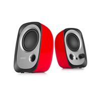 EDIFIER R12U - Kit d'enceintes 2.0 bureau USB Rouge (4 Watts) Avec port Bass Reflex Port, Prise jack pour casque et bouton de réglage du volume