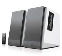 Edifier R1700BT Enceintes de Bibliothèque Bluetooth Actives - Moniteurs de studio actif à champ proche - d’haut parleurs alimentées 2.0 avec coffrage en bois blanc/argenté - 66 watts RMS