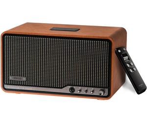 Edifier S300 - Haut-parleur de table Hi-Fi, audio Hi-Res LDAC, multiroom sans fil, appairage stéréo, 80 W, compatible AirPlay 2, Bluetooth 5.4, USB-C, AUX, design rétro, télécommande