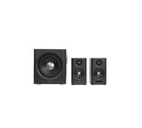 Edifier S355DB Système d'enceintes Hi-Res 2.1 - 150 W RMS, caisson de basses sans fil 5,8 GHz, HDMI eARC, LDAC Bluetooth 6.0, USB-C, optique, coaxial, triple ampli DSP, design premium (décor noyer)