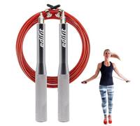 Edifit, Corde a Sauter Sport, 3 Mètres, Poignée de 165 mm, Réglable, Sport Maison, pour Hommes et Femmes, Fitness, Boxe, Crossfit, Entraînement (Rouge et Gris)