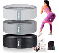 Edifit, Elastique Musculation, Bandes avec 3 Niveaux de Résistance, Fitness, Antidérapantes, Pack de 3, pour Gym, Yoga, Crossfit, Pilates ou Exercices à Domicile (Noir, Gris et Gris Clair)