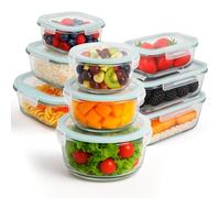 edihome, Boîte Alimentaire Hermétique en Verre, 8, 14 ou 18 pièces, pour aliments hermétiques, Résistant au lave-vaisselle, Rangement Cuisine, sans BPA, certifié FDA (9 récipients)