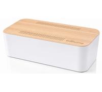 edihome Boîte de Rangement Câble et Cache Multiprise - Boîte Cache Câble pour Bureau et TV, Range-fils en ABS avec Ventilation, 32x12x12 cm (Bois/blanc)