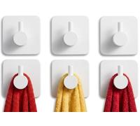 edihome, Crochet Adhésif Mural en Acier Inoxydable, Crochets Adhésifs Muraux Résistants sans Perçage, Design Carré Moderne pour Salle de Bain Cuisine, Noir Blanc Gris, Lot de 4 ou 6 (6un., Blanc)