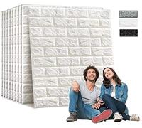 Edihome, Papier Peint 3d, 10 pièces, 77x70cm, Carrelage Adhesif Mural, Autocollant, 3D Brique de Pierre, Decóration de la Maison, Cuisine, Chambre (Blanc)