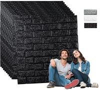 Edihome, Papier Peint 3d, 10 pièces, 77x70cm, Carrelage Adhesif Mural, Autocollant, 3D Brique de Pierre, Decóration de la Maison, Cuisine, Chambre (Noir)