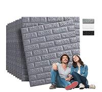 Edihome, Papier Peint 3d, 10 pièces, 77x70cm, Carrelage Adhesif Mural, Autocollant, 3D Brique de Pierre, Decóration de la Maison, Cuisine, Chambre (Argent brillant)
