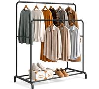 Edihome, Portant a Vetement, Double, 110X150X54 cm, pour Chambre, Robuste, en Métal, avec Support pour Support à Chaussures, des Cintres Chemises, des Pantalons, des Vestes Fines (Noir Double)