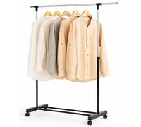 edihome, Portant a Vêtement, Penderie Vetement, 43x160x150 cm, Porte-vêtements, Acier Galvanisé, Armoire à Vêtements, Robuste, Portable avec Roues, pour Suspendre les Vêtements