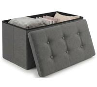 Edihome, Pouf Rangement Pliable avec Couvercle en Tissu 38x76x38 cm - Coffre de Rangement, Banc Multifonction, Repose Pied Salon, Coiffeuse (Gris Foncé)