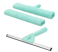 edihome, Raclette Vitre Télescopique Extensible Jusqu’à 160 cm, Lave-Vitre avec 2 Têtes et Chiffons en Microfibre, Nettoyeur Vitre pour Fenêtres, Douche et Miroirs, (Chiffons de Rechange)