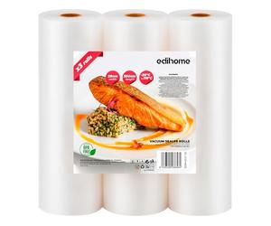 Edihome, Sac Sous Vide Alimentaire, 3 Rouleau, 20x300cm, Sachet, sans BPA, Sous Videuse Alimentaire, Conservation, pour le Cuisine, Plastique (20x300cm)