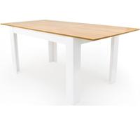 edihome, Table à Manger Extensible, 140-190 cm (Longueur) x 90 cm (Largeur) x 78 cm (Hauteur) Modèle Denver, pour Salon, Cuisine, Finition Blanche et Cambria (Blanc/Bois Extensible)
