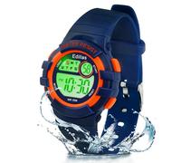 Edillas Montre Enfant,Adolescents Garçons Digitale Extérieur Sport 5ATM Etanche Multifonction Montre Et Protection Environnementale Non Toxique,Alarme Et Calendrier Date Minuteur (Bleu Foncé-8206b)