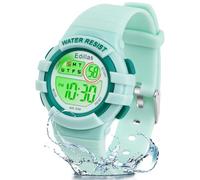 Edillas Montre Enfant,Adolescents Garçons Digitale Extérieur Sport 5ATM Etanche Multifonction Montre Et Protection Environnementale Non Toxique,Alarme Et Calendrier Date Minuteur (Vert-8206b)