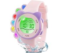Edillas Montre Enfant Numérique Garçon Fille,Montres Digitale avec LED 7 Couleurs,Étanche 30M,Chrono,Alarme,Montre Sport Cadeau (Rose)