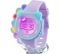 Edillas Montre Enfant Numérique Garçon Fille,Montres Digitale avec LED 7 Couleurs,Étanche 30M,Chrono,Alarme,Montre Sport Cadeau (Lavande)