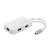 Edimax Hub USB USB-C avec 3 ports USB 3.0 et adaptateur LAN Gigabit Ethernet, convertisseur USB vers RJ45 1000 Mbps réseau LAN, Plug and Play, Windows, MacBook Pro/Air, iPad Pro et plus encore,